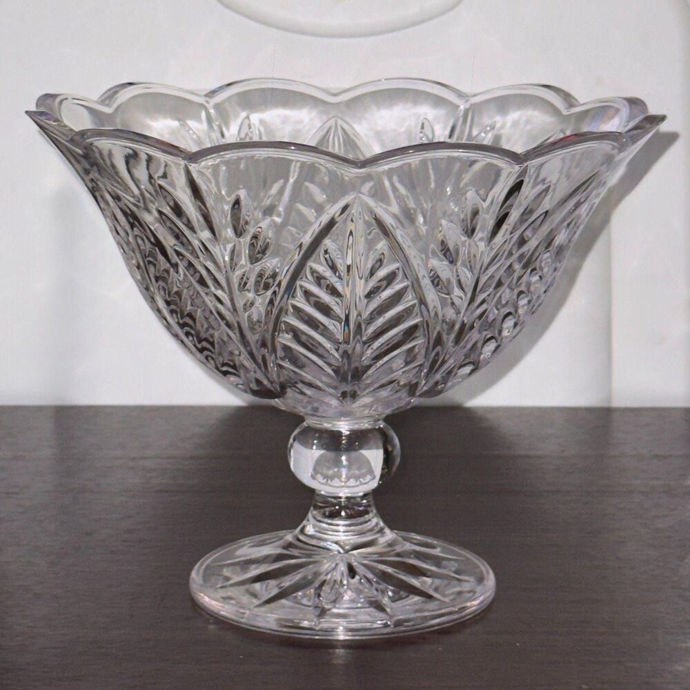 Vintage Mikasa Park Ridge 8 Inch Lead Crystal Pedestal Fruit Bowl Centerpiece
